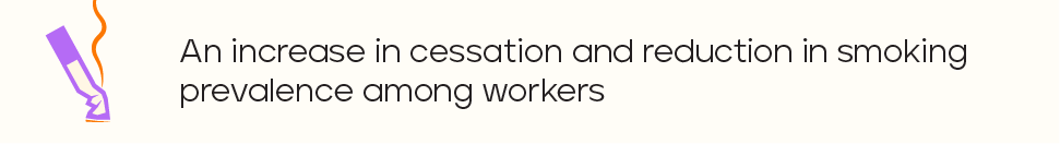 An increase in cessation and reduction in smoking
prevalence among workers