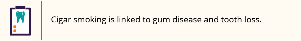 Cigar smoking is linked to gum disease and tooth loss.