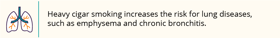 Heavy cigar smoking increases the risk for lung diseases, such as emphysema and chronic bronchitis.